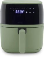 GreenLife Compact Electric Air Fryer Oven, 5.3 QT, PFAS-Free Ceramic Nonstick Drawer, 8 One Touch Digital Display, Easy View Window, Auto Shut-Off Timer, Dishwasher Safe Parts, 1500 Watts, Sage - Image 2