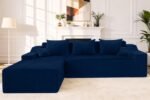 HABUTWAY 101'' Modular Sectional Sofa Cloud Couch with Deep Seat, Modern L-Shaped Convertible Couches Upholstered Couch with Chaise for Living Room Bedroom (Blue, Left-Facing Chaise) - Image 2