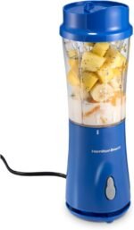 Hamilton Beach Portable Blender for Shakes and Smoothies, 14 Oz BPA Free Travel Cup & Lid, Durable Stainless Steel Blades, Personal Smoothie Blender, Blue, 51132G - Image 2