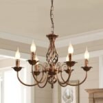 Jaycomey Farmhouse Chandelier Bronze, Rustic 6 Light French Country Iron Pendant Light Fixture, Vintage Metal Chandelier for Dining Room Kitchen Living Room Bedroom Hallway, E12 Base - Image 2