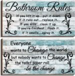Jetec 2 Pieces Funny Bathroom Signs Bathroom Wall Decor Toilet Wall Accessories Farmhouse Toilet Rustic Wooden Signs(Chic Style) - Image 2