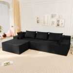 LEVELEVE 107" Cloud Sectional Couch with Deep Seat，Modern Modular Sofa with L-Shape Chaise，No Assembly Required, Upholstered Couches for Living Room Bedroom(Black,Left Facing Chaise) - Image 2