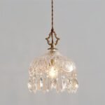 LIGHTLAND 8 Inch Vintage Crystal Chandelier, Crystal Dome Chandelier for Bedroom, Hallway, Balcony, Bedside, Bar - Image 2