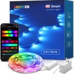 Lepro SE1 AI Smart LED Strip Lights - 16.4ft RGB Color Changing Light Strips with APP Control, AI Generated Lighting, Music Sync, 2.4GHz Wi-Fi & Bluetooth LED Lights for Home Decor (No Remote) - Image 2