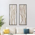 LuxenHome Metal Wall Decor, 36" Luxury Living Room Metal Wall Art, Set of 2 Gold Wall Decor, Bedroom Wall Decorations with Frame for Home, Bedroom, Kitchen, Office, Dining Room, Gold/Black - Image 2