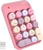 MOFII Wireless Number Pads - Pink Numeric Keypad 18 Keys USB 2.4G Round Keycap Colorful Extensions Keypads, Financial Accounting Portable Numpad 10 Key for Laptop/PC/Notebook/Surface Pro - Image 2