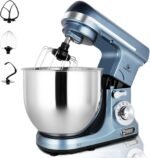 MURENKING Professional Stand Mixer, 6-Qt with Timer, MK37 500W 6-Speed Tilt-Head Food Electric Mixer Kitchen Machine,Plastic (Silver Blue) - Image 2