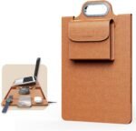 MicroPack Laptop Sleeve with Wireless Charging, Built-in Detachable Accessory Organizer and Metal Handle, Mouse Pad and Stand, Leather Laptop Bag for 15 Inch MacBook/HP/Dell, Watch, Headphones - Brown - Image 2