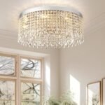 Modern Crystal Chandelier 8-Lights Large Raindrop Crystal Chandeliers Flush Mount Ceiling Light Fixture for Living Room Dining Room Bedroom - Image 2