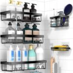 Moforoco Adhesive Shower Caddy Organizer Shelves Rack - 5 Pack Corner Bathroom Storage Organization, Home & Kitchen Decor Inside RV Accessories, Hanging First Apartment Household Camper Essentials - Image 2