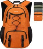 Nerlion Lightweight Foldable 35L Hiking Backpack Travel Backpack for Men Women Camping Waterproof Outdoor Hiking Daypack Backpack Orange - Image 2