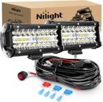 Nilight ZH303 2PCS 6.5 Inch 120W Spot & Flood Combo Driving 16AWG Wiring Harness for Led Work Light Triple Rows Off-Road Truck Car ATV SUV, 2 Years Warranty, White - Image 2