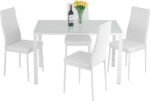 PayLessHere Dining Table Set Glass for Small Spaces Kitchen Table and Chairs for 4 Table with Chairs Home Furniture Rectangular Modern, White Glass - Image 2