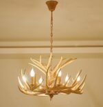 Rustic Antler Chandelier Lighting,Retro Deer Antler Chandelier 6 Light,E12 Base, Deer Horn Ceiling Pendant Light Fixtures for Home Hotel Store (6 lamp arms + 3 arms) - Image 2