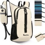 Seektop 20L Small Hiking Backpack for Women Men, Lightweight Hiking Packable Daypack with Phone Pocket for Travel Camping (Beige, 20L) - Image 2