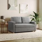 Serta Tulsa 66.1" Convertible Sleeper Loveseat, Full Size, Dreamcoil Comfort, FingerGuard Pinch Point Protection, Boucle Fabric, Grey - Image 2