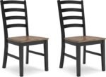 Signature Design by Ashley Wildenauer Armless Dining Chair, Set of 2, Ladderback Design, 19" W x 23.25" D x 39" H, Black & Light Brown with 2-Tone Finish - Image 2