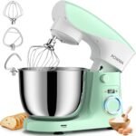 Stand Mixer, 6.5QT 10 Speeds Tilt-Head Electric Stand Mixer, 3-In-1 Kitchen Mixer with Bowl, Dough Hook, Whisk and Beater, Food Mixer for Baking and Daily Use (Green White) - Image 2