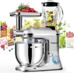 Stand Mixer 9 IN 1, 850W Tilt-Head Multifunctional Electric Mixer with 8 QT Stainless Steel Bowl, 1.5L Glass Jar, Meat Grinder, Hook, Whisk, Beater Dishwasher Safe (Silvery) - Image 2