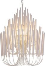 TOCHIC Modern Farmhouse Chandelier for Dining Room 21", Small Vintage White Wood Chandeliers Light for Living Room, Rustic Pendant Lighting Fixture Ceiling Hanging for Foyer Bedroom Entryway - Image 2
