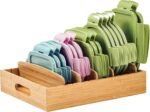 Umilife Kitchen Cabinet Organizer for Food Storage Container Lids, with Adjustable Dividers, Bamboo Drawer Caddy, Box for Kitchen Storage And Organization - Image 2