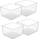 Vtopmart 4 Pack Extra Large Clear Plastic Storage Bins,11x11 Cube Acrylic Organizer Square Containers with Handle for Pantry,Closet,LaundryRoom,Kitchen,Bathroom,UnderSink Organization - Image 2
