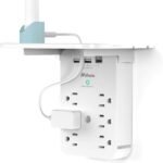 Wall Outlet Extender with Surge Protector, 6 AC Outlets, Shelf, 2 USB & USB C Charging Ports - Home & Dorm Plug Expander - Image 2