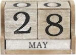 Wooden Perpetual Block Calendar for Desk, Wood Month Date Display Blocks for Teachers, Students, Classroom, Rustic Farmhouse Office Decor, Desk Accessories (5 x 4 In) - Image 2