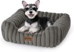 ZOMISIA Small Dog Beds for Small Dogs - Washable Cat Beds for Indoor Cats, Rectangle Orthopedic Puppy Bed with Fluffy Removable Cover, 20x19x7inches, Grey - Image 2
