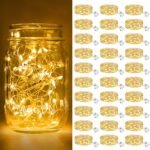 btfarm 30 Pack Fairy Lights Battery Operated [3 Modes], 7ft 20 Led Twinkle Lights String Lights Waterproof Bulk Small Mini Silver Wire for Christmas Mason Jars Wedding Table Centerpiece, Warm White - Image 2