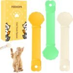 feehope 3PCS Cat Treat Spoon, Lickable Cat Treat Spoon Squeeze, Multi-Function Cats Treats Feeder for Pet Liquid Snack and Wet Food(Beige&Green&Orange) - Image 2