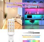 I-SHUNFA Wi-Fi RGBCW Smart G9 LED Bulbs,Compatible with Alexa/Google Home,Multicolour Dimmable,2700K-6500K,AC 120V 4W,400LM Brightness Adjustable 1%-100%,with Musical Rhythm LED Light Bulb,2 Pack - Image 6