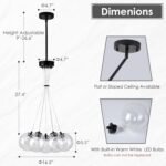 Modern Bubble Chandelier, 7-Light Clear Glass LED Globe Chandelier Lighting, Dual-use Pendant Ceiling Light Fixture with Rod for Dining Room Bedroom Kitchen Island - Image 4