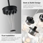 Modern Bubble Chandelier, 7-Light Clear Glass LED Globe Chandelier Lighting, Dual-use Pendant Ceiling Light Fixture with Rod for Dining Room Bedroom Kitchen Island - Image 5