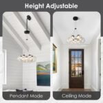 Modern Bubble Chandelier, 7-Light Clear Glass LED Globe Chandelier Lighting, Dual-use Pendant Ceiling Light Fixture with Rod for Dining Room Bedroom Kitchen Island - Image 6