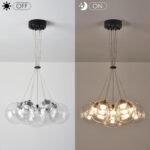Modern Bubble Chandelier, 7-Light Clear Glass LED Globe Chandelier Lighting, Dual-use Pendant Ceiling Light Fixture with Rod for Dining Room Bedroom Kitchen Island - Image 7
