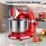 Aifeel Stand Mixer, 8.5QT+ 6QT Two Stainless Steel Bowls Electric Food Mixer, 7 in 1 Multifunctional Kitchen Mixer with Dough Hook, Whisk, Beater, Meat Grinder,Pasta & Cookie Maker-Red - Image 3