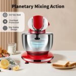 Aifeel Stand Mixer, 8.5QT+ 6QT Two Stainless Steel Bowls Electric Food Mixer, 7 in 1 Multifunctional Kitchen Mixer with Dough Hook, Whisk, Beater, Meat Grinder,Pasta & Cookie Maker-Red - Image 4