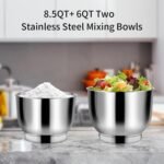 Aifeel Stand Mixer, 8.5QT+ 6QT Two Stainless Steel Bowls Electric Food Mixer, 7 in 1 Multifunctional Kitchen Mixer with Dough Hook, Whisk, Beater, Meat Grinder,Pasta & Cookie Maker-Red - Image 5