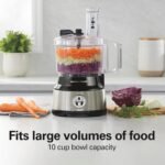 Hamilton Beach Food Processor & Vegetable Chopper for Slicing, Shredding, Mincing, and Puree, 10 Cups + Easy Clean Bowl Scraper, Black and Stainless Steel (70730) - Image 5