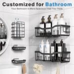 EUDELE Adhesive Shower Caddy, 5 Pack Rustproof Stainless Steel Bath Organizers With Large Capacity, No Drilling Shelves for Bathroom Storage & Home Decor - Image 3