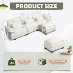108" Modular Sectional Sofa, Comfy Cloud Couch with Ottoman & USB Port for Living Room, L Shaped Modern Chenille Couches with Throw Pillows for Bedroom, Apartment, White - Image 3