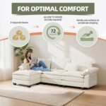 108" Modular Sectional Sofa, Comfy Cloud Couch with Ottoman & USB Port for Living Room, L Shaped Modern Chenille Couches with Throw Pillows for Bedroom, Apartment, White - Image 6