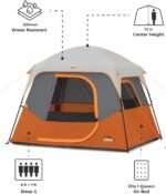 CORE Tent for Family Camping | 4 Person & 6 Person Portable Camp Tent with Carry Bag for Outdoor Car Camping | Included Gear Loft Organizer for Camp Accessories - Image 5
