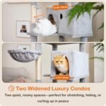 Ouritsu Cat Tree, 73.6 inch Tall Cat Climbing Tower for Large Cat Indoor with 2 Large Condos, 2 Widened Perches, Sisal Covered Scratching Posts, 2 Hammocks, Light Gray, XLF001GA - Image 4