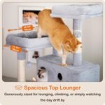 Ouritsu Cat Tree, 73.6 inch Tall Cat Climbing Tower for Large Cat Indoor with 2 Large Condos, 2 Widened Perches, Sisal Covered Scratching Posts, 2 Hammocks, Light Gray, XLF001GA - Image 5