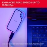 SanDisk 1TB Extreme Portable SSD, Officially Licensed for PlayStation 5 Console and PC - up to 1000MB/s, USB-C, USB 3.2 Gen 2, Drop Protection - External Solid State Drive - SDSSDE62P-1T00-G25 - Image 4