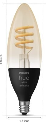 Philips Hue Smart 40W Candle-Shaped Filament LED Bulb - White Ambiance Warm-to-Cool White Light - 2 Pack - 350LM - E12 - Indoor - Control with Voice or App - Image 3