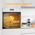 24 Inch Stainless Steel Toaster Oven and White Air Fryer Combo: 70L Capacity, 3D Heating with Steam, Touch Control, Multi-Function Modes for Countertop Built-in Use - Image 3