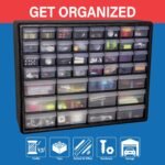 Akro-Mils 44-Drawer Plastic Drawer Storage Cabinet for Garage Organization, Bead Organizer, Building Bricks Storage, Teacher Toolbox, Makeup Organizer, 20" W x 6" D x 16" H, 10144 Black - Image 5